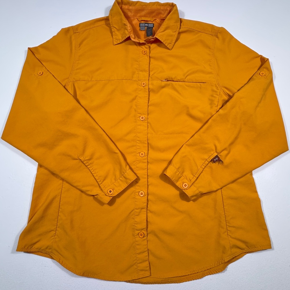 REI Co-op Sahara‎ Womens XL Burnt Orange UPF 30+ Hiking Shirt Long Sleeve Vented